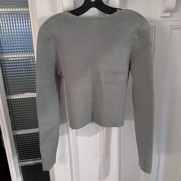NWT Open Edit Women’s Square Neck Ribbed Sweater Green Sz XL - Picture 2 of 9